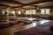 retreat center, with yoga mats and other wellness activities on display