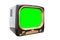 Retro 1950s Television Isolated with Chroma Green Screen and Clipping Path