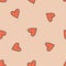 Retro 1970 love heart seamless vector pattern. Red heart shapes on beige background. Funky, groovy seventies style