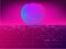 Retro 1980`s glowing neon sun background