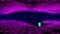Retro 1980s synthwave glowing neon lights landscape fly-over animation with starship silhouette - seamless loopable