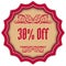 Retro 30 PERCENT OFF magenta badge.