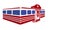 Retro 50\\\'s Jerry O’Mahony American diner in red and blue in perspective
