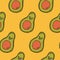 Retro 70s hippie vibrant summer seamless pattern. Avocado print.