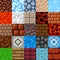 Retro 8 bit pixel art game surface patterns set