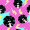 Retro 80s disco party seamless pattern