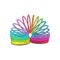 Retro, 90s style rainbow colored plastic spring, spiral toy