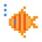 Retro abstract illustration with pixel fish. Pixel art. Vector illustration. stock image.