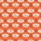 Retro abstract oval and star burst vector seamless pattern background. Mid century backdrop in brown and orange