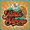 Retro advertising restaurant sign for jumbo shrimp. Vintage post