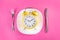 Retro Alarm Clock with Plate: Chrono Nutrition Diet Concept