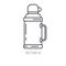 Retro aluminum flask, compact picnic coffee thermos vector line icon. Summer travel vacation, tourism, camping equipment