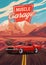 Retro american muscle car poster.