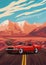 Retro american muscle car poster.