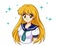 Retro anime girl with blonde hair in japanese school uniform. 90`s anime style hand drawn vector illustration. Can be used for