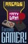 Retro Arcade Machine, Controller and Joystick Promoting Gamer Day, Vector Illustration