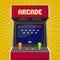 Retro arcade slot machine with pixel game.