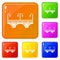 Retro arch bridge icons set vector color