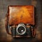 Retro artwork showcasing weathered leather texture with vintage vibe