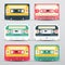 Retro Audio Cassettes Set - Vector Cassete Icons