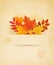 Retro autumn background with colorful leaves.