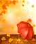 Retro autumn background with colorful leaves