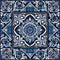 Retro Azulejo Mosaic Tile, Vintage Portuguese Wall Ceramic Seamless Pattern, Old Blue Tiles Background