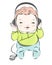 Retro baby boy in headphones