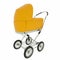 Retro baby stroller isolated on white background. 3d rendering
