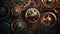 Retro background with brass gears. Steampunk style background