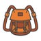 Retro backpack of waterproof beige fabric with many pockets