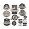 Retro badges collection, dark gray vintage label and banner