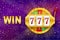 Retro banner for game background design. Winner banner. Slot machine with lucky sevens jackpot. Vector stock