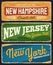 Retro banners New Hampshire, New Jersey, New York