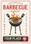 Retro Barbecue party flyer. BBQ poster template design. Summer barbeque editable card. Stock vector illustration design