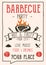 Retro Barbecue party flyer. Vintage BBQ poster template design. Summer barbeque editable card. Stock vector illustration