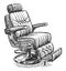 Retro barber chair sketch. Male beauty salon concept. Vector illustration in vintage engraving style