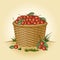 Retro basket of cherries