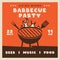Retro BBQ party card template. BBQ grill square card for social media marketing. Barbecue post design. Stock vector