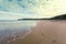 Retro Beach with footprints Scene Cayton Bay