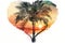 Retro Beach Heart Watercolor Clipart
