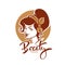 Retro Beauty, vector lady portrait for your beauty salon, product and studio label, logo, emblem