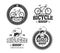 Retro bicycle shop, bike sport vector labels, emblems, badges