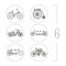 Retro bicycles icons collection isolated on white background