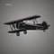Retro biplane plane vector icon. Vintage piston engine airplane