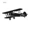 Retro biplane plane vector icon. Vintage piston engine airplane