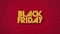 Retro Black Friday text in 80s style on a red grunge texture