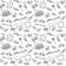 Retro black and white pattern. 90s doodles seamless background. Trendy vector pattern with hand drawn elements from 1990s
