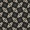 Retro black white seamless geometric leaves pattern. Modern lmonochrome linen texture style background. Vintage 1960s