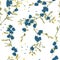 Retro blooming blue oriental flower in the night seamless patter